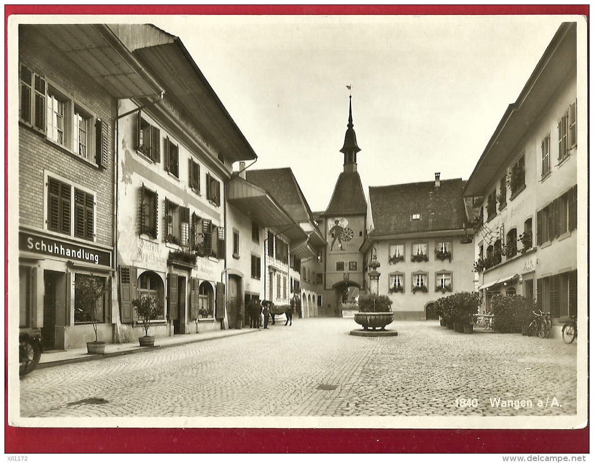 HBM-16 Wangen A/A. Schuhhandlung, Pferd.  Gelaufen In 1938. Gross Format. - Wangen An Der Aare