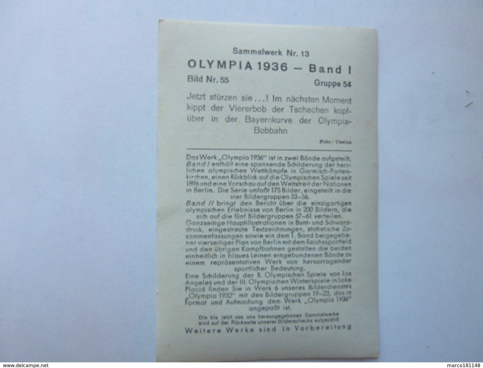 OLYMPIA 1936 - Band 1 - Bild Nr 55 Gruppe 54 - Piste De Bobsleigh - Sport