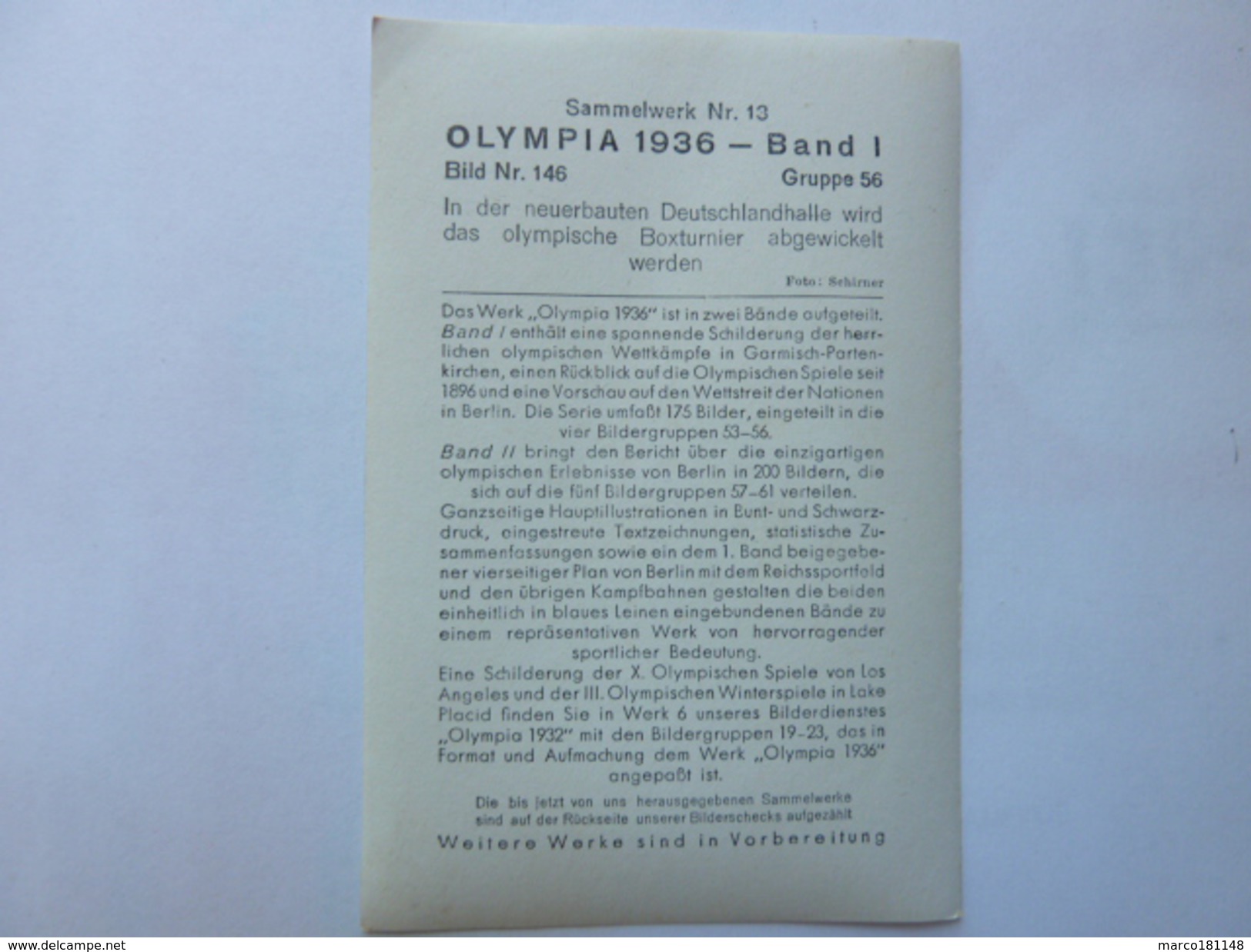 OLYMPIA 1936 - Band 1 - Bild Nr 146 Gruppe 56 - Halle D'Allemagne Pour Tournoi De Boxe - Sport