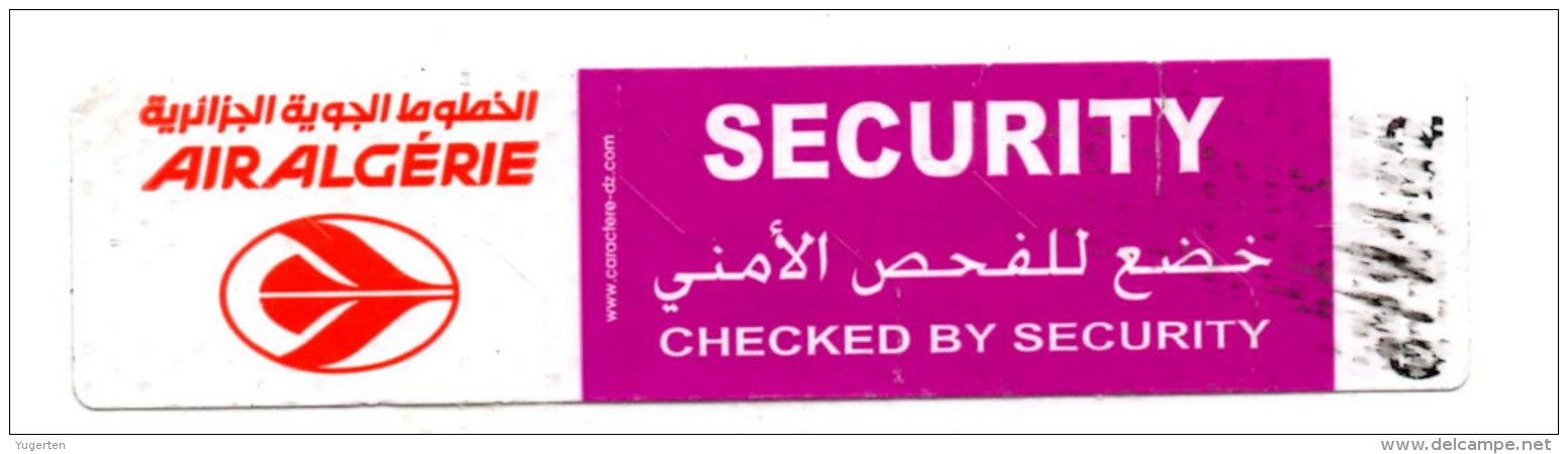 Sticker Autocollant Checked By Security AIR ALGERIE Aviation Airline Company Geprüft Von Sicherheit - Safety Cards