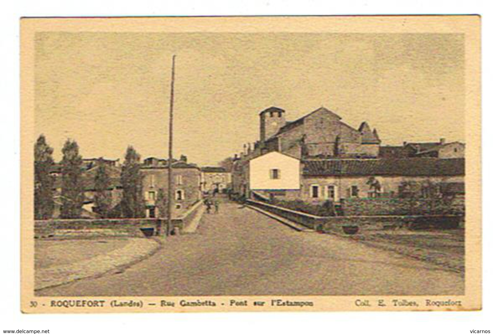 CPA 40 ROQUEFORT Rue Gambetta Pont Sur L'Estampon - Roquefort