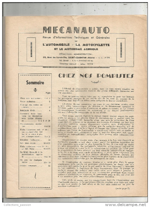 MECANAUTO , Automobiles , Motocyclette , Motorisme Agricole , 1958 , N° 45 ,palmares 57-58, 2 Scans , Frais Fr 1.75€ - Auto/Motorrad
