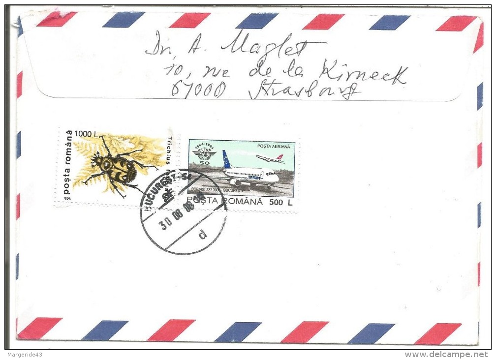 ROUMANIE LETTRE AVION POUR LA FRANCE 2000 - Poststempel (Marcophilie)