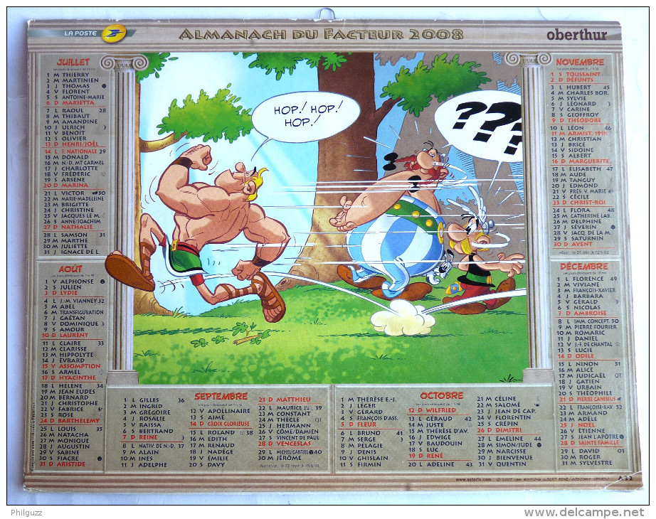 CALENDRIER ALMANACH DES PTT Oberthur 2008 - ASTERIX AUX JEUX OLYMPIQUES - UDERZO GOSCINNY - Agendas & Calendarios