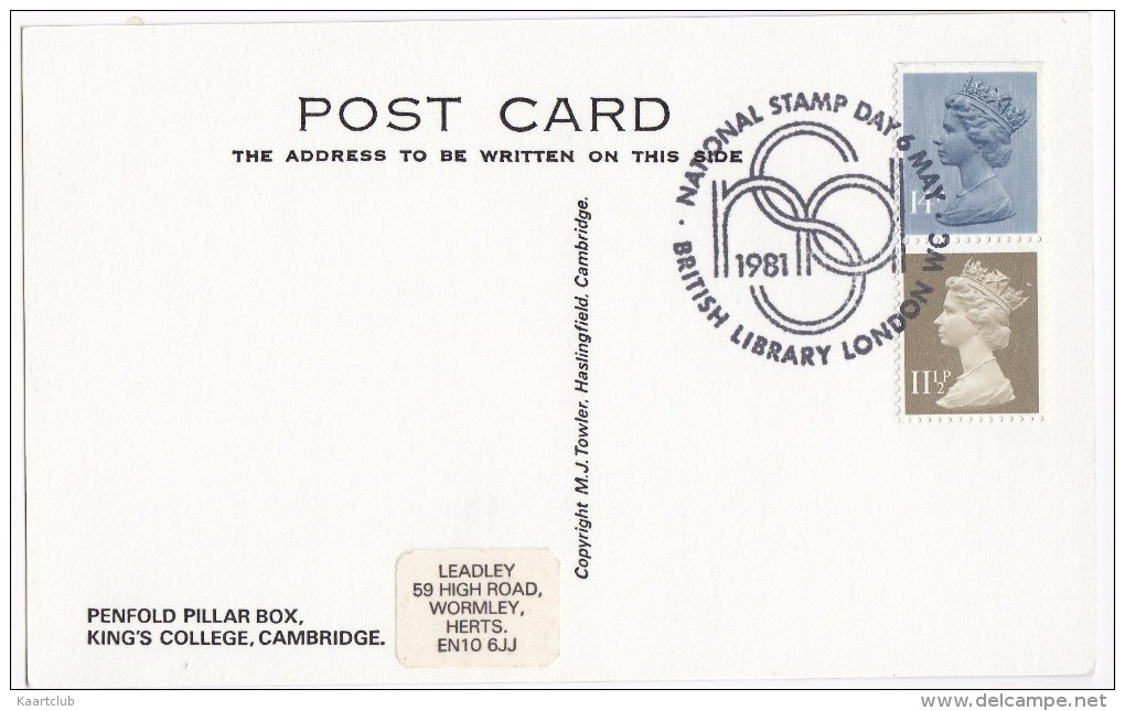 Cambridge  - Penfold Pillar Box - King's College  - (Postmark: National Stamp Day 1981 - London) - Post