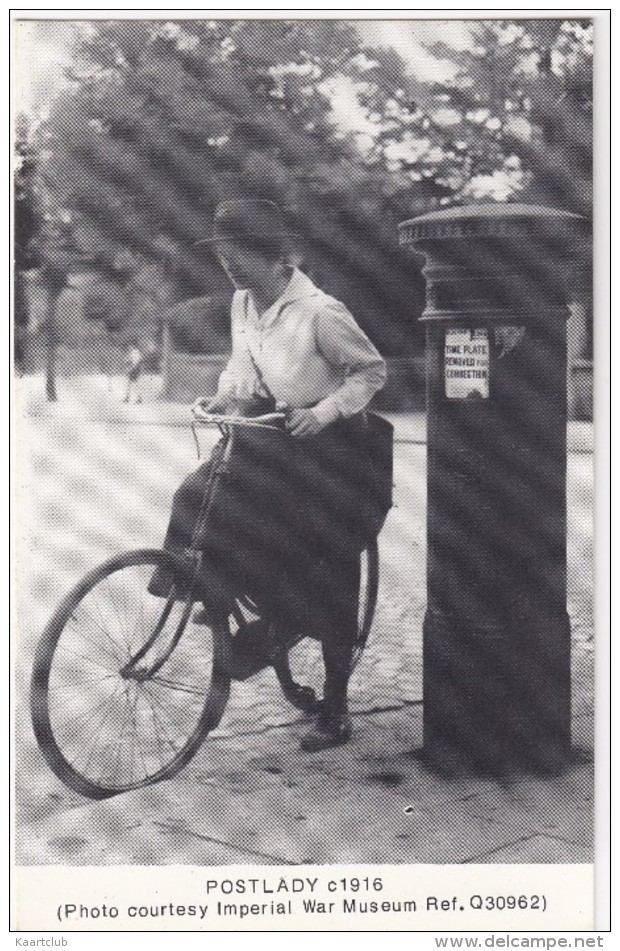 PILLAR BOX & POSTLADY  C1916 - BICYCLE -  (issued By The Letter Box Study Group)  - England - Post