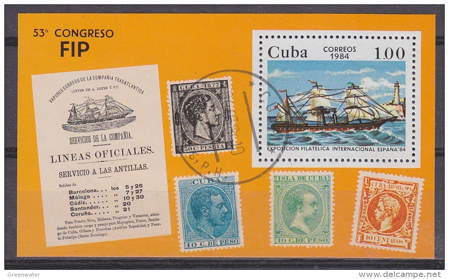 Cuba 1984 Espana '84 / Sailing Ship M/s Used (32440) - Blocchi & Foglietti
