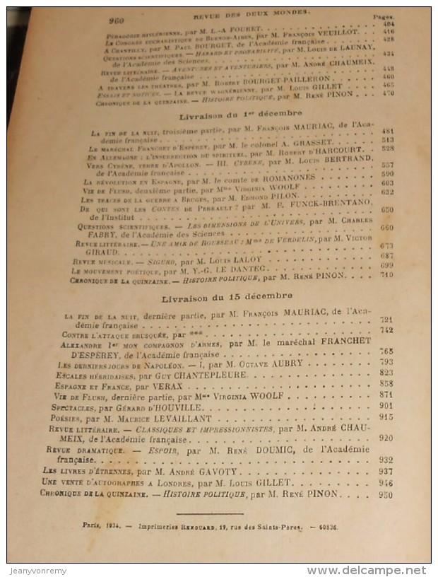 Revue Des Deux Mondes. Tome 24. 1934. L´Armistice En Plein Combat. Pédagogie Hitlérienne. La Révolution En Espagne. - 1901-1940