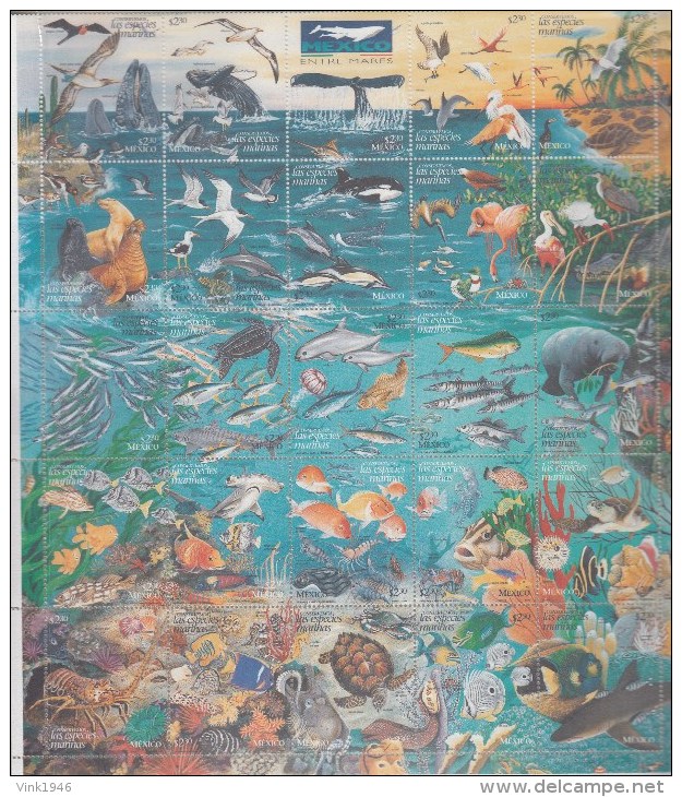 Mexico 1998,25V In Zd Bogen/reklame Readers Digest,birds.fish,whale,manati,coral,turtles,lobster,MNH/Postfris(L2639) - Sonstige & Ohne Zuordnung