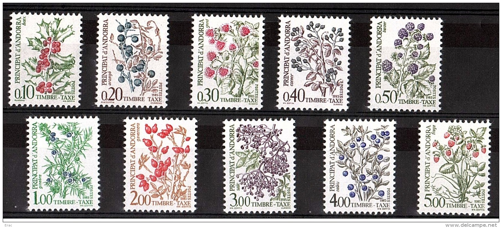 Andorre - 1985 - Timbres Taxe N°  53 à 62 - Neufs ** - Flore - Unused Stamps