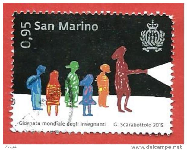 SAN MARINO USATO - 2015 - Giornata Mondiale Degli Insegnanti - Sagome Di Alunni E Insegnante - € 0,95 - S. 2480 - Used Stamps