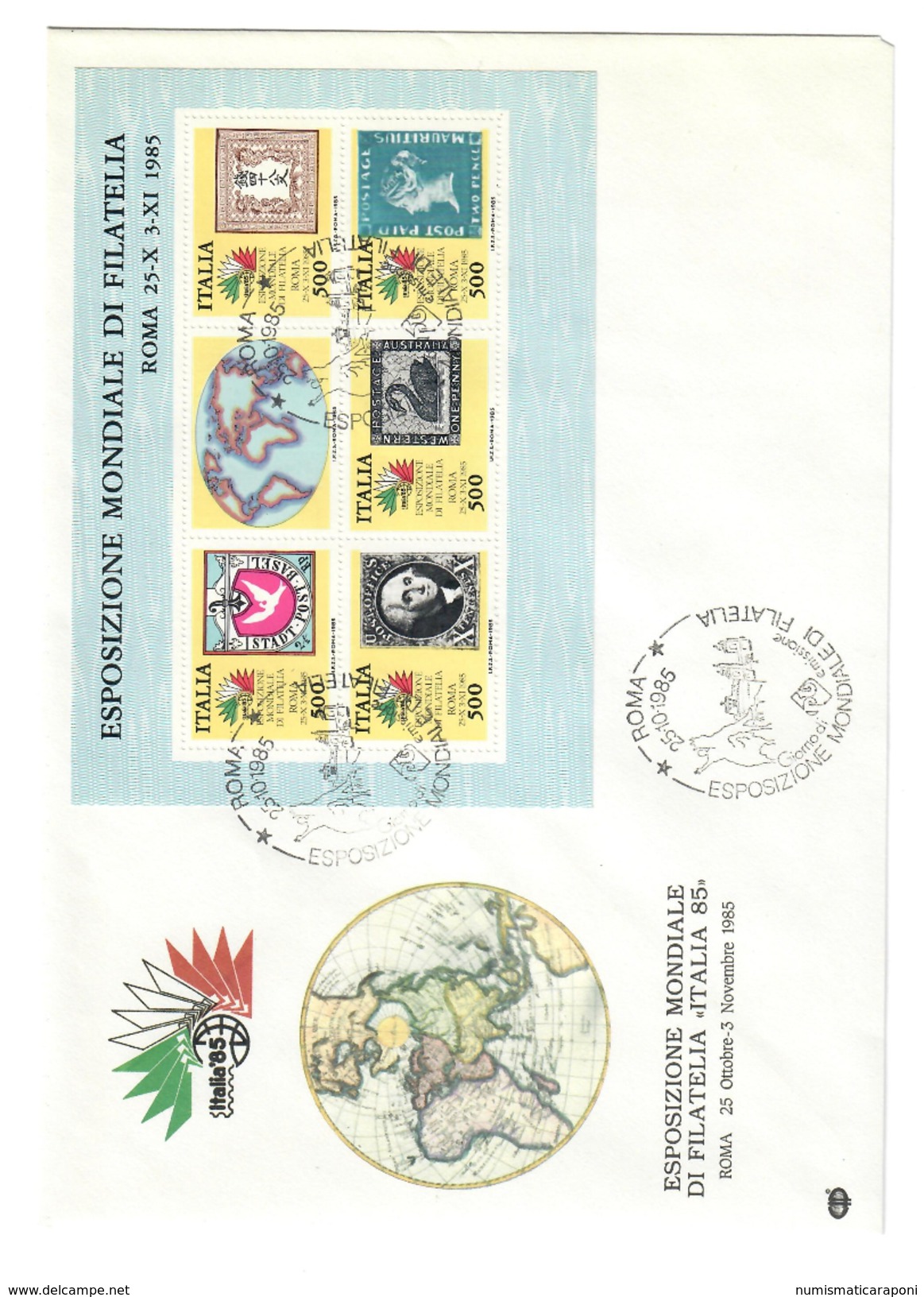 ITALIA 1985 ESPOSIZIONE MONDIALE DI FILATELIA  8 Emissini Diverse Su Busta Primo Giorna  OTTIMA QUALITA' - 1981-90: Storia Postale