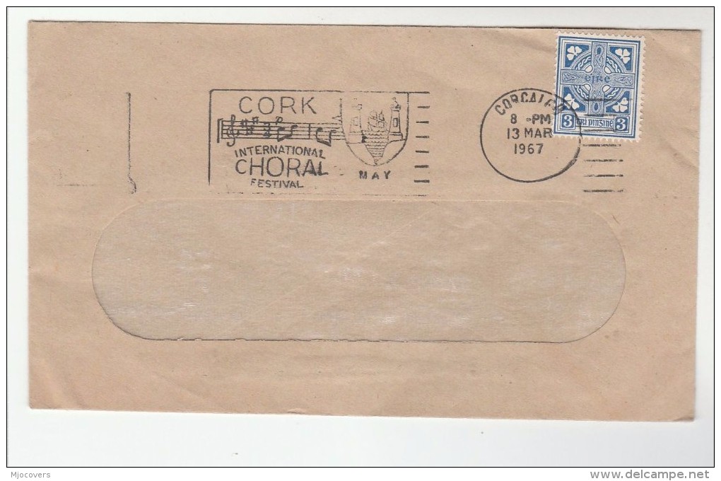 1968 Cork  IRELAND Stamps COVER SLOGAN Pmk CORK INTERNATIONAL  CHORAL FESTIVAL  Illus MUSIC , Theatre - Covers & Documents