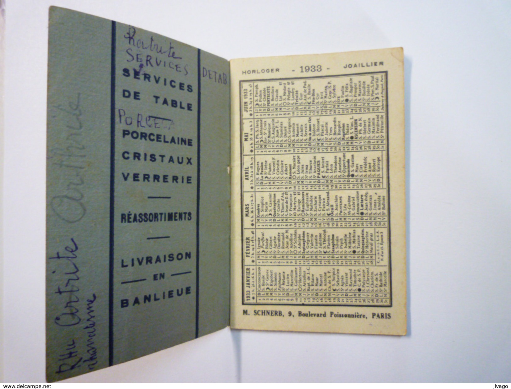 Petit  CALENDRIER-CARNET  1933  COMPTOIR  GENERAL  (Format  6,5 X10,5cm) - Tamaño Pequeño : 1921-40