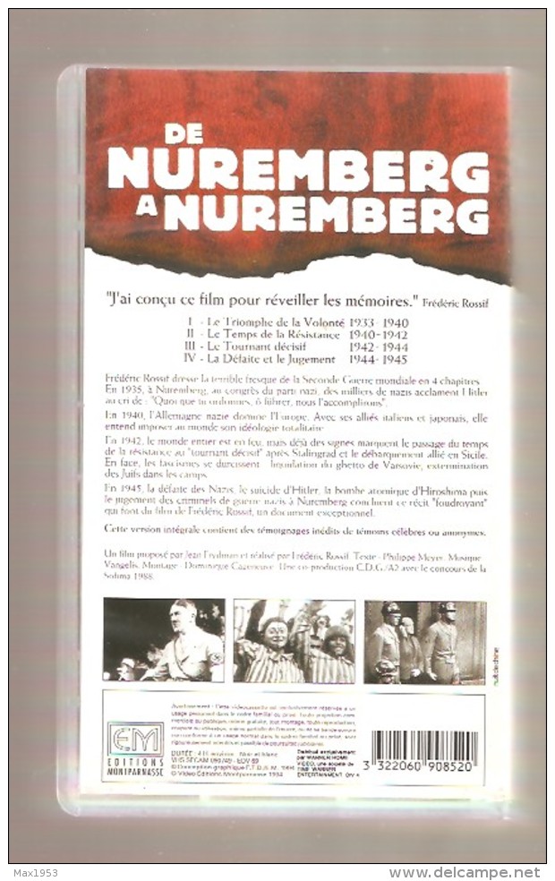 DE NUREMBERG A NUREMBERG Réalisé Par Frédéric Rossif - Coffret 2 K7 VHS - Editions Montparnasse France 2 RTBF Video - Storia