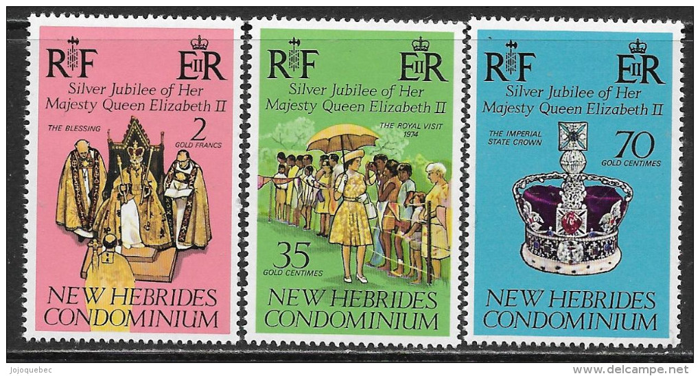 Nouvelles-Hébrides Neufs Sans Charniére, MINT NEVER HINGED, SILVER JUBILEE OF HER MAJESTY QUEEN ELIZABETH II - Nuevos