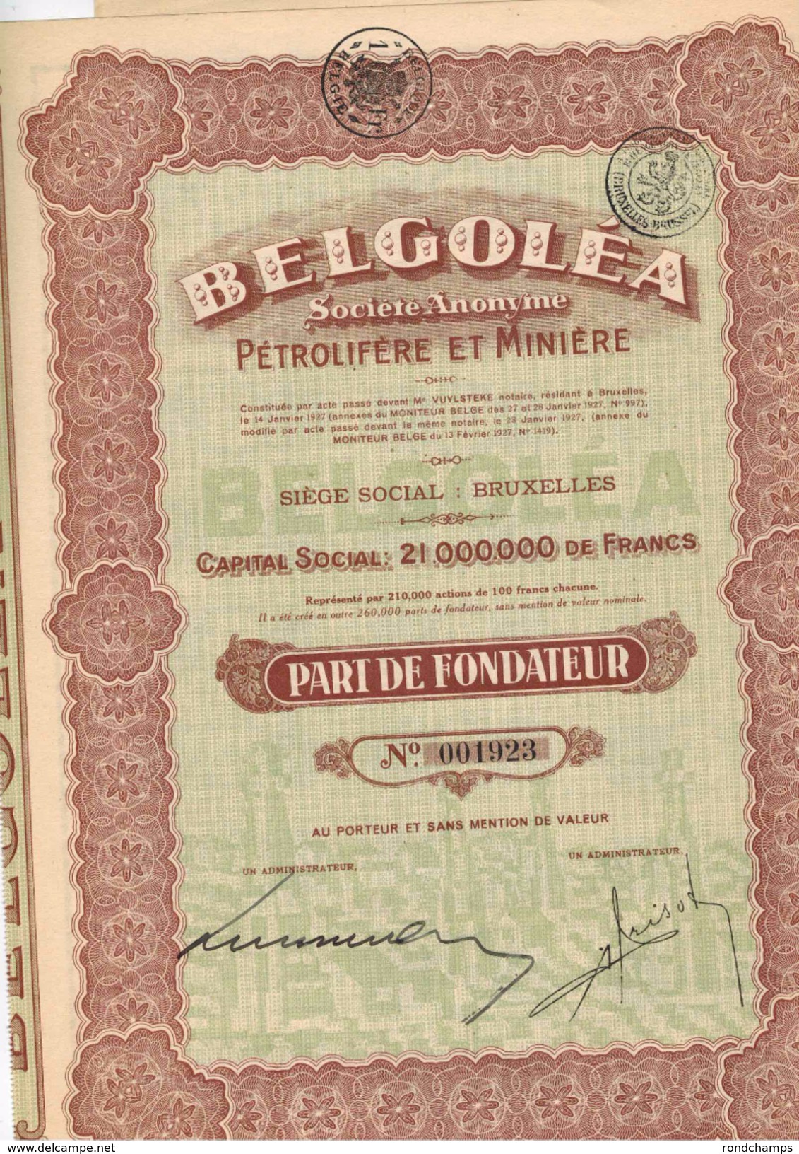 Belgolea  Pétrole Et Mines - Aardolie