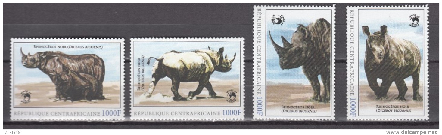 Central African Republic,4V ,set,rhino.neushoorn,nashorn,,World Of Wildlife Issue,MNH/Postfris(A2807) - Rhinozerosse