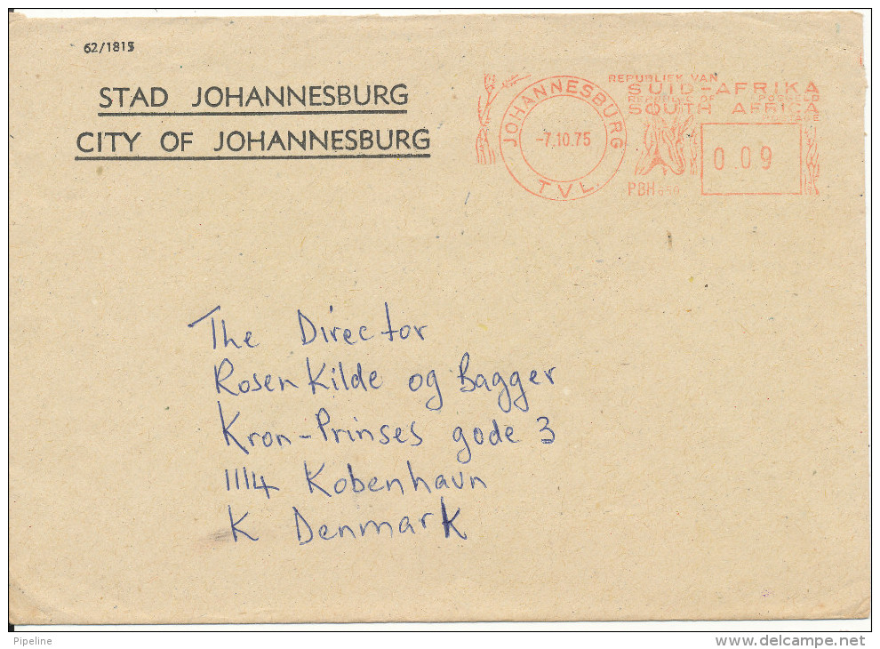 South Africa Cover With Meter Cancel Johannesburg 7-10-1975 Sent To Denmark - Covers & Documents