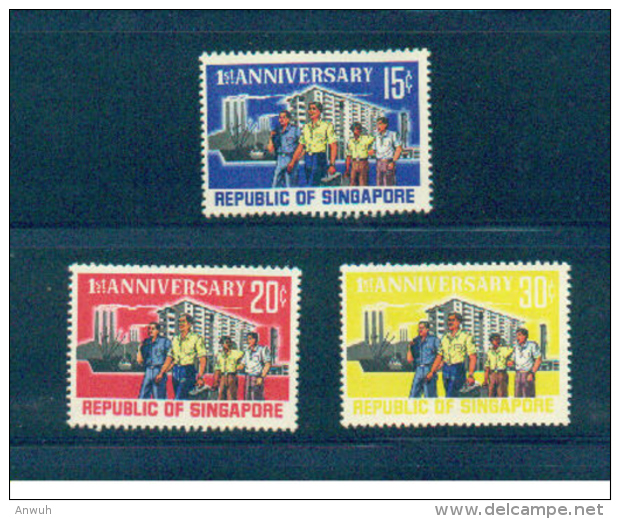 Singapore 1966 Scott 73-5 1st Anniversary Of Republic MNH** - Singapur (1959-...)