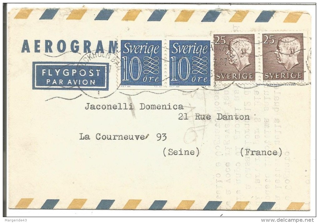 SUEDE LETTRE AVION DE STOCKHOLM POUR LA FRANCE 1967 - 1930- ... Rouleaux II