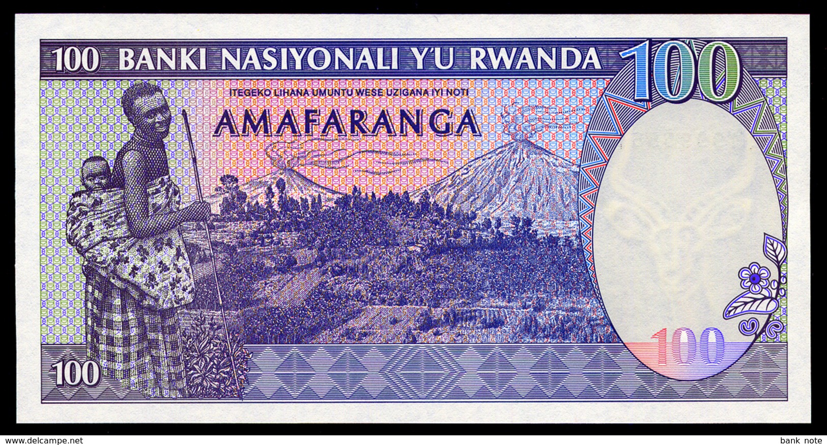 RWANDA 100 FRANCS 1989 Pick 19 Unc - Rwanda