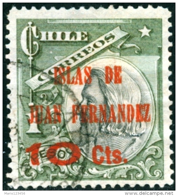 CILE, CHILE, COMMEMORATIVO, CRISTOFORO COLOMBO, 1910, FRANCOBOLLO USATO, Scott 80 - Chile