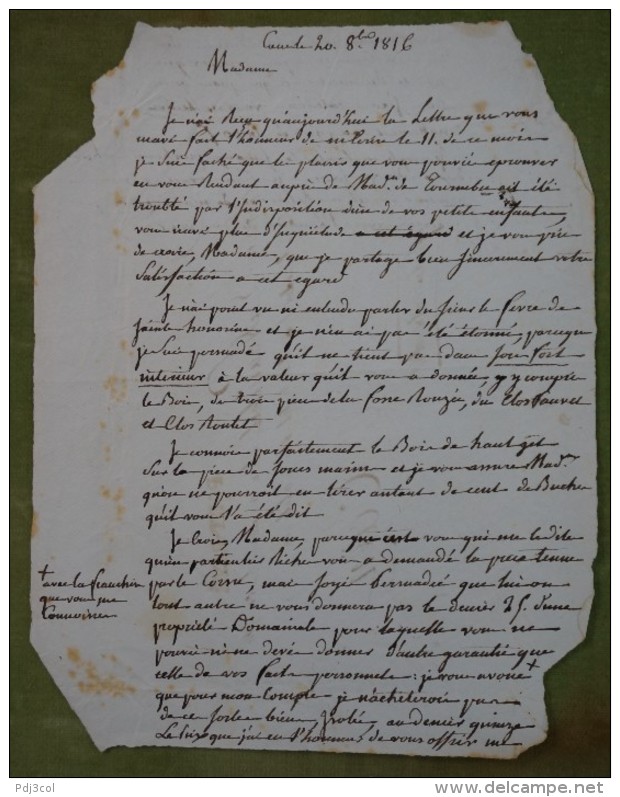 Lettre Avec Cachet Rouge Bureau De Postes Chambre Des Députés Des Départements, 60 Port Payé Pour Caen. - 1801-1848: Précurseurs XIX