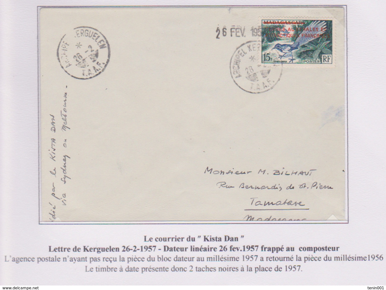 TAAF - Iles Australes - Kerguelen - Kista Dan - 2 Scans - Faune - Covers & Documents