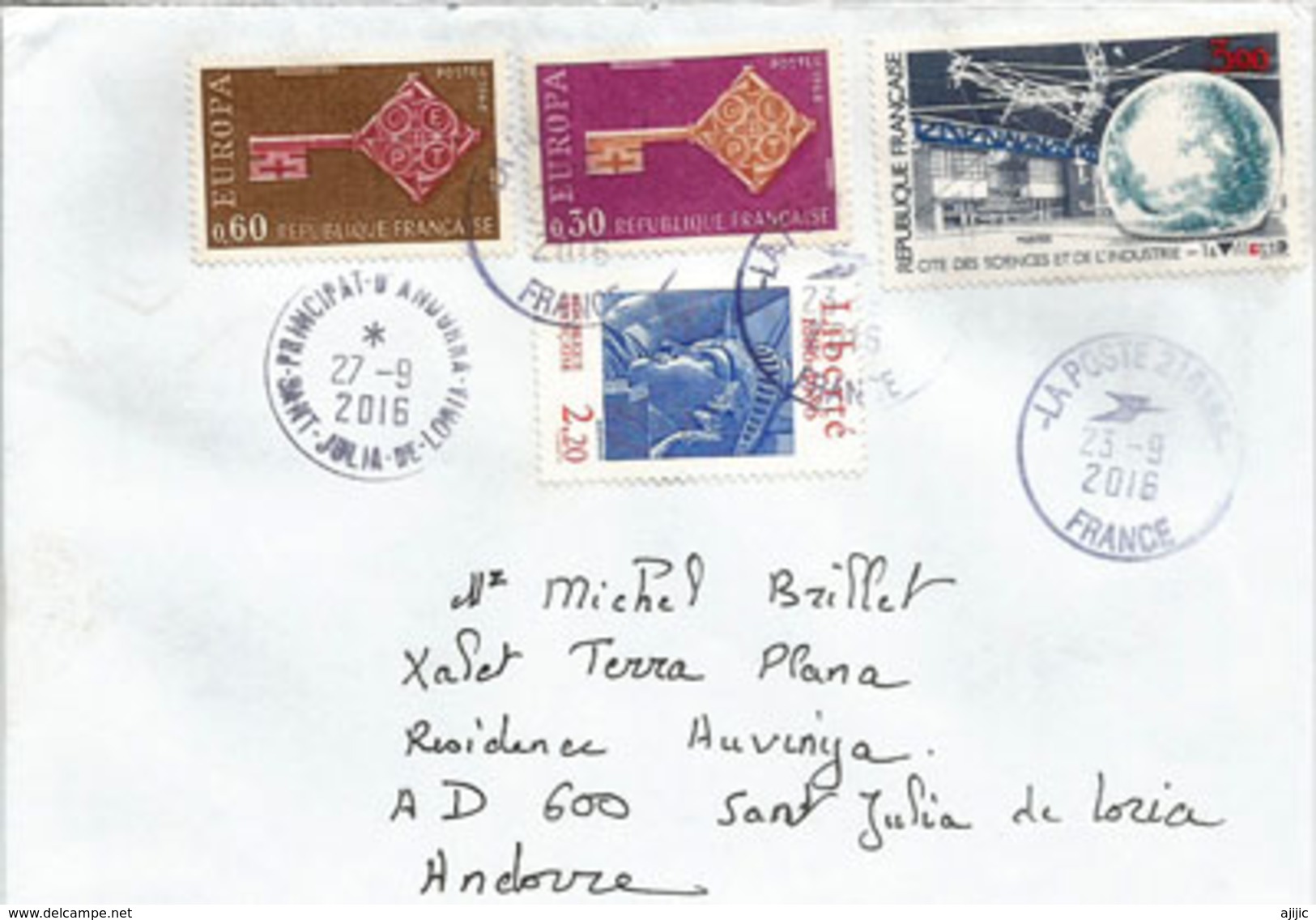 France: Europa 1968, Sur Lettre Adressée ANDORRA, Avec Timbre à Date Arrivée - 1968