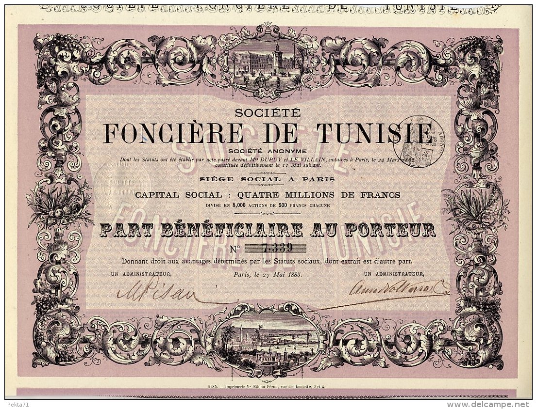 SOCIETE FONCIERE DE TUNISIE 1885 - Afrique