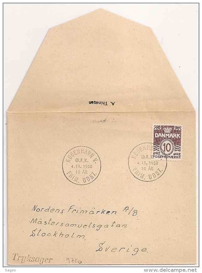 COVER TRYKSAGER KOBENHAVN DANMARK TO SVERIGE. 1950. - Cartas & Documentos