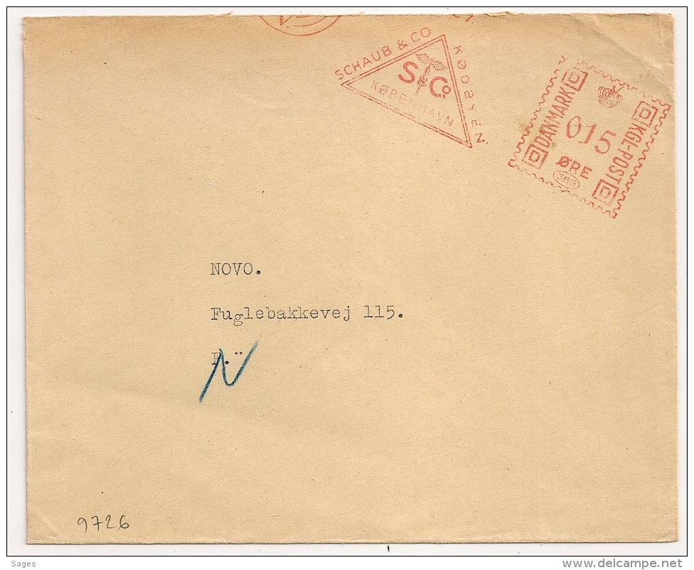 COVER SCHAUB &amp; CO KOBENHAVN. 15 ORE. - Franking Machines (EMA)