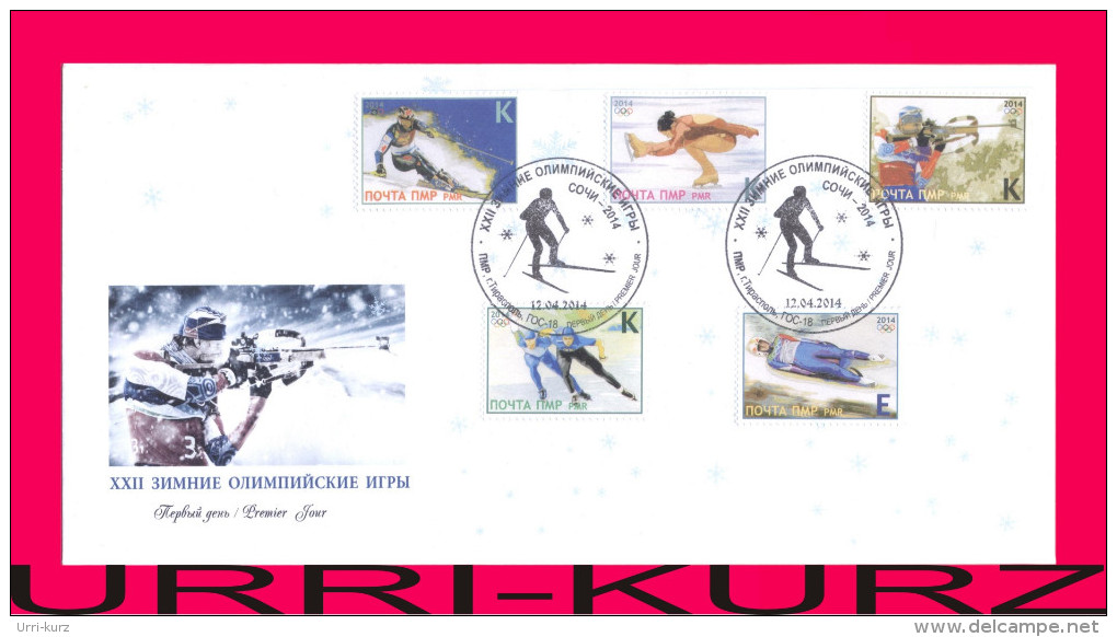 TRANSNISTRIA 2014 Sports Sochi Winter Olympics Slalom Biathlon Luge Figure Skating FDC Mint - Winter 2014: Sochi