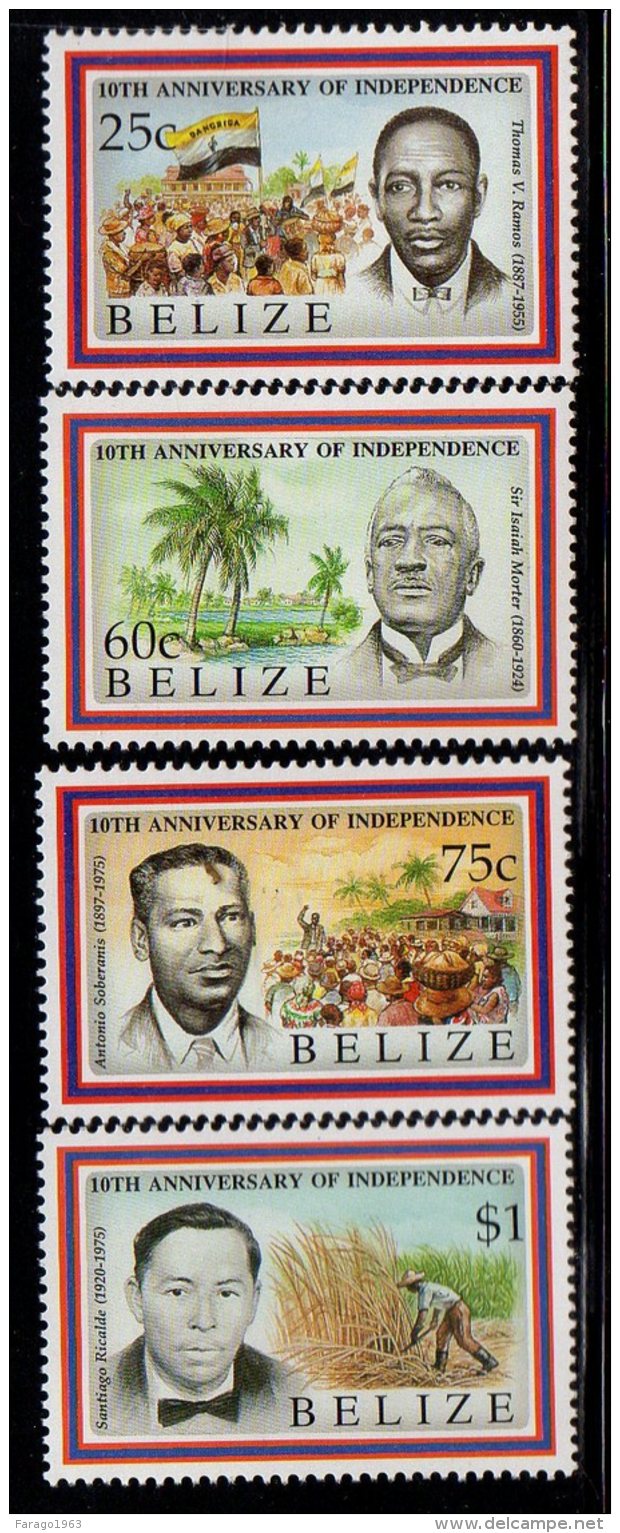 1991 Belize Independence  Complete Set Of 4 MNH - Belize (1973-...)