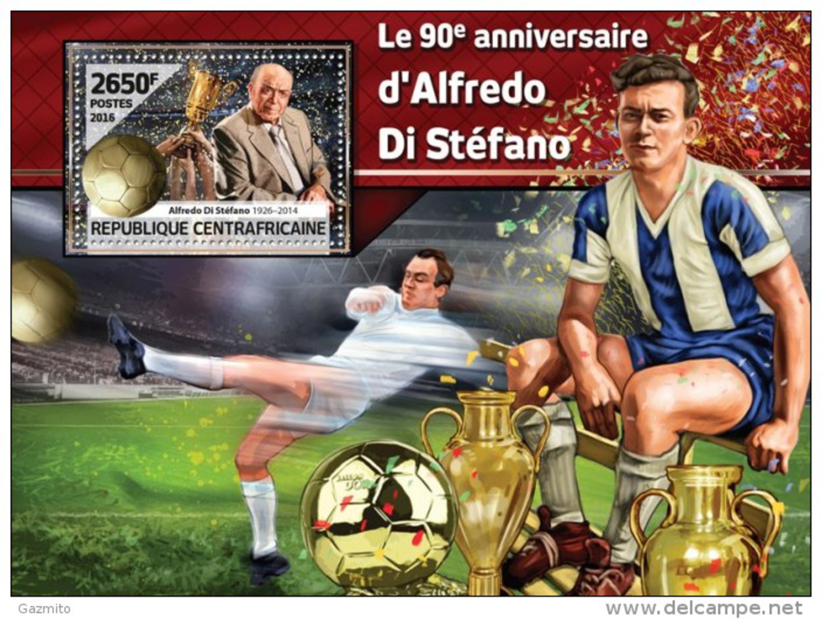 Centralafrica 2016, Sport, Footballers Di Stefano, BF - Unused Stamps
