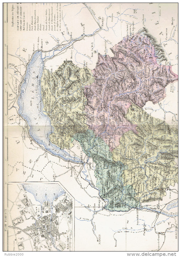 CARTE GEOGRAPHIQUE 1880 FRANCE DEPARTEMENT DE LA HAUTE SAVOIE PLAN D ANNECY PAR MALTE BRUN - Cartes Géographiques