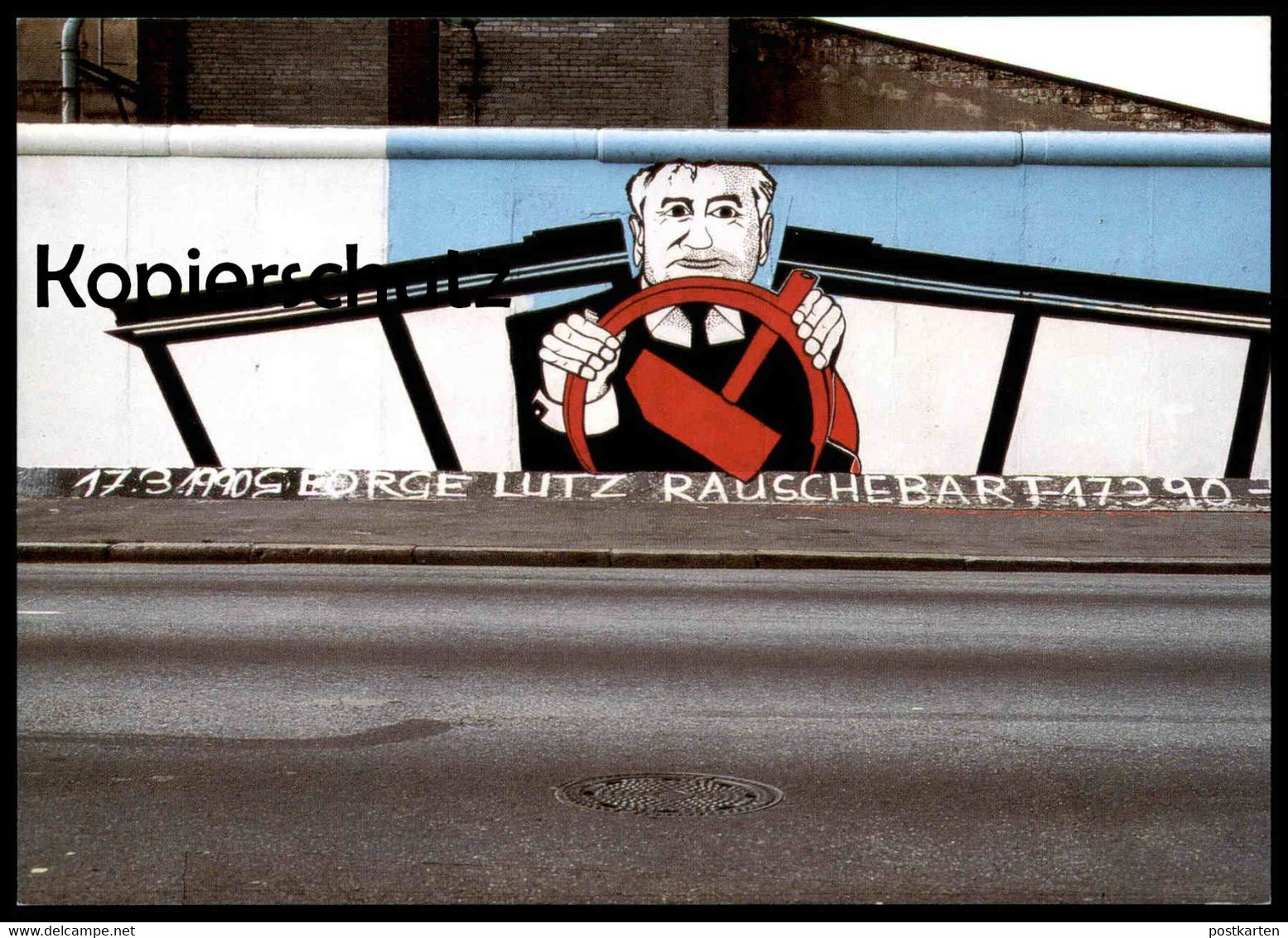 ÄLTERE POSTKARTE BERLIN GEORGE-LUTZ RAUSCHEBART BERLINER MAUER THE WALL LE MUR ART 1990 GORBATSCHOW Postcard Cpa - Berliner Mauer
