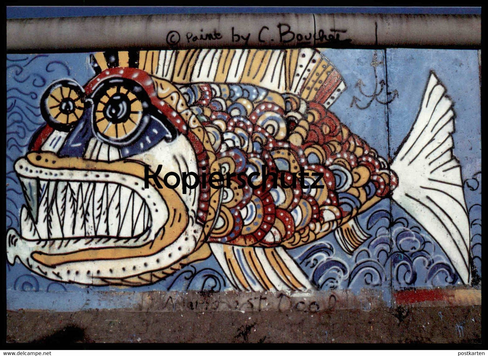 ÄLTERE POSTKARTE BERLINER MAUERBILDER GRAFFITI VON CHRISTOPHE BOUCHET BERLINER MAUER THE WALL LE MUR BERLIN Art Cpa AK - Muro Di Berlino