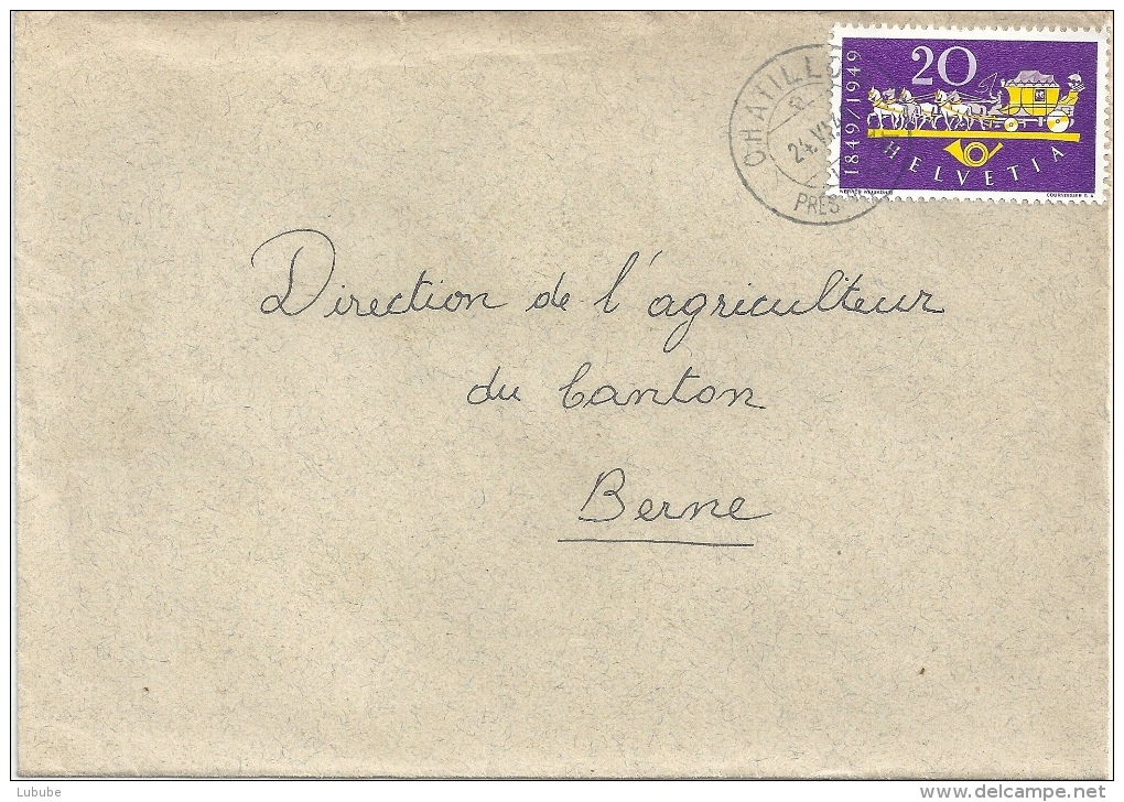 Brief  Châtillon Près Delémont - Bern          1949 - Covers & Documents