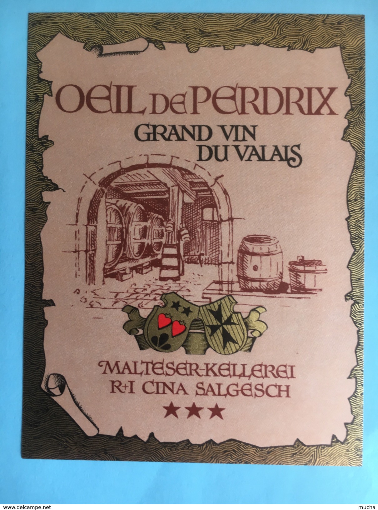 1880 - Suisse Valais Oeil-de-Perdix Rosé De Pinot Noir Malteser-Kellerei Salgesch - Autres & Non Classés