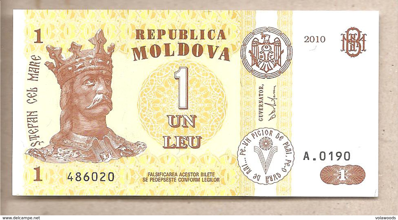 Moldavia - Banconota Non Circolata FdS Da 1 Leu P-8h.2 - 2010 #19 - Moldavia