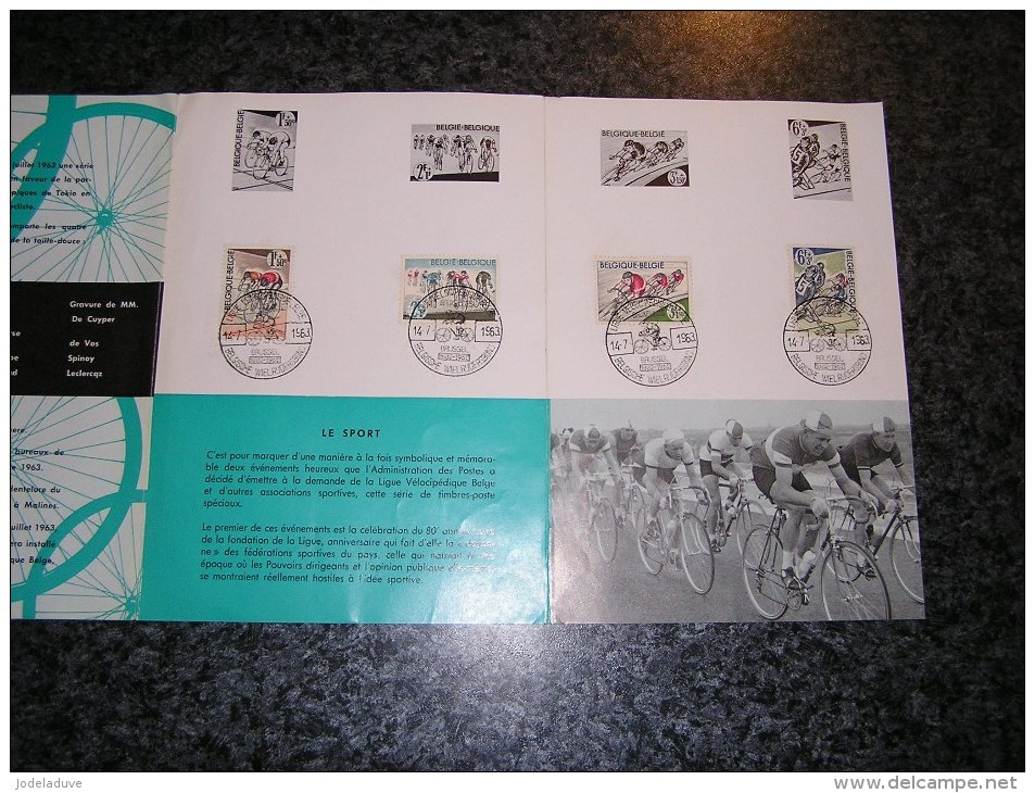 SPORT CYCLISTE 1963 Feuillet Poste Belgique 1255 à 1258 Timbres Oblitérés 1 Jour Brussel Bruxelles Cyclisme Vélo Stamp - Volledige Vellen & Velletjes