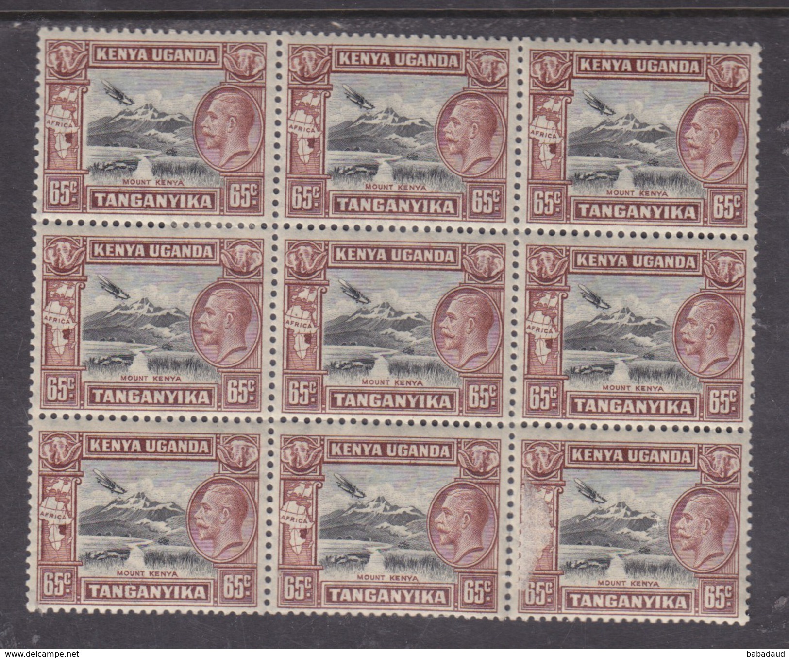 Kenya Uganda Tanganyika George V, 65c Block Of 9 (7MNH **. 2 MH *) - Kenya, Uganda & Tanganyika