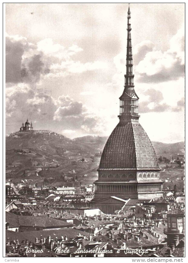 ANN.TARGHETTA PT SU CARTOLINA TORINO MOLE ANTONELLIANA E SUPERGA - Mole Antonelliana