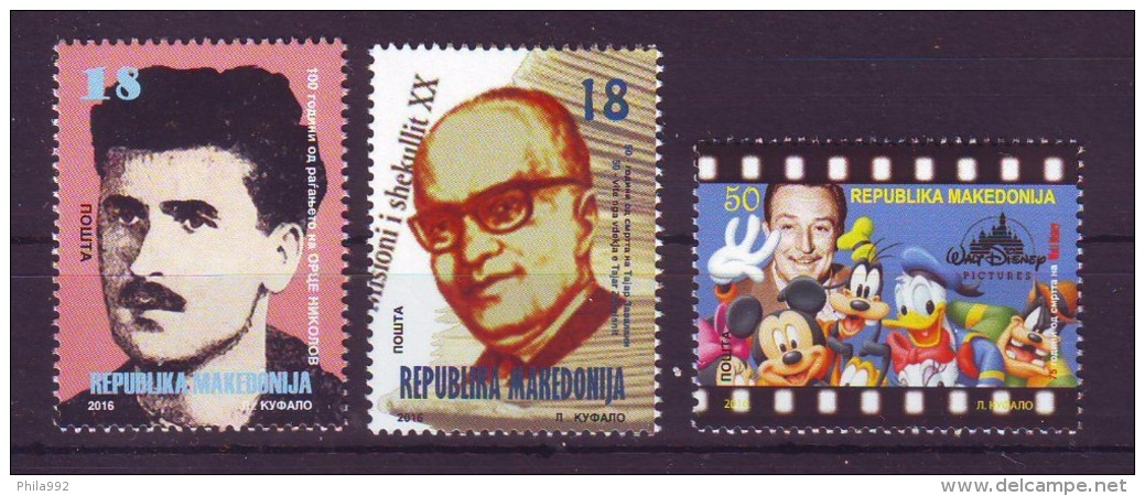 Macedonia 2016 Y Famous Persons Disney MNH - Macédoine Du Nord