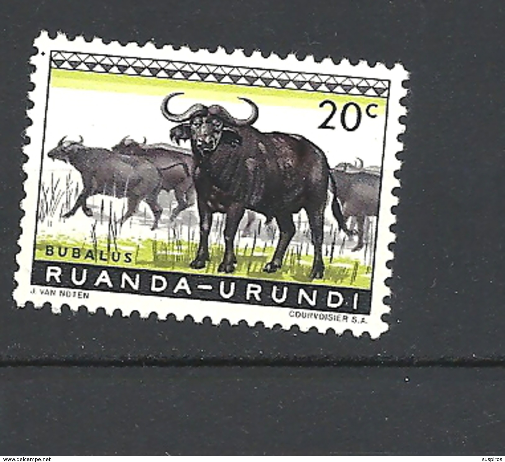 RUANDA URUNDI - 1959 Fauna Syncerus Caffer BUFFALO HINGED - Used Stamps