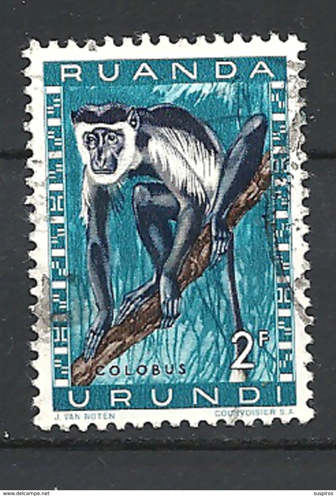 RUANDA URUNDI - 1959 Fauna Colobus Sp. USED - Usados