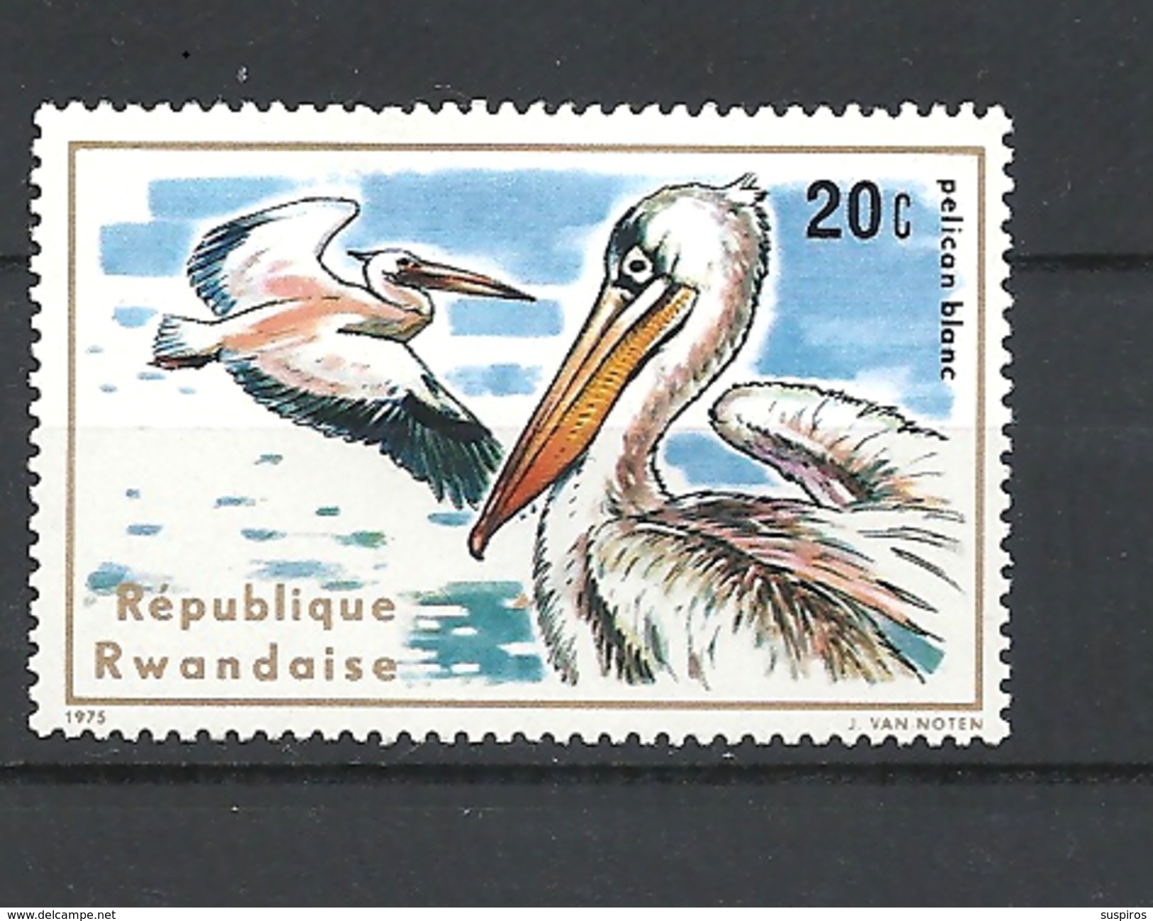 RWANDA 1975 Aquatic Birds MNH PELICANOUS - Nuovi