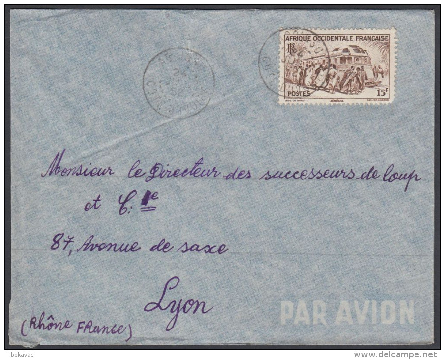 French West Africa 1952, Airmail Cover Abidjan To Lyon W./postmark Abidjan - Lettres & Documents